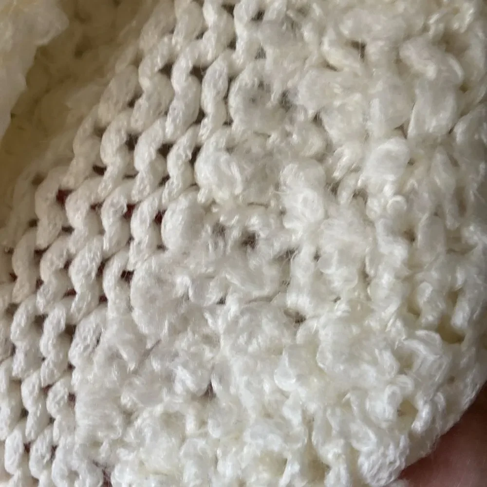 Loft Plush Cream Knit Infinity Wool Blend Scarf OS New